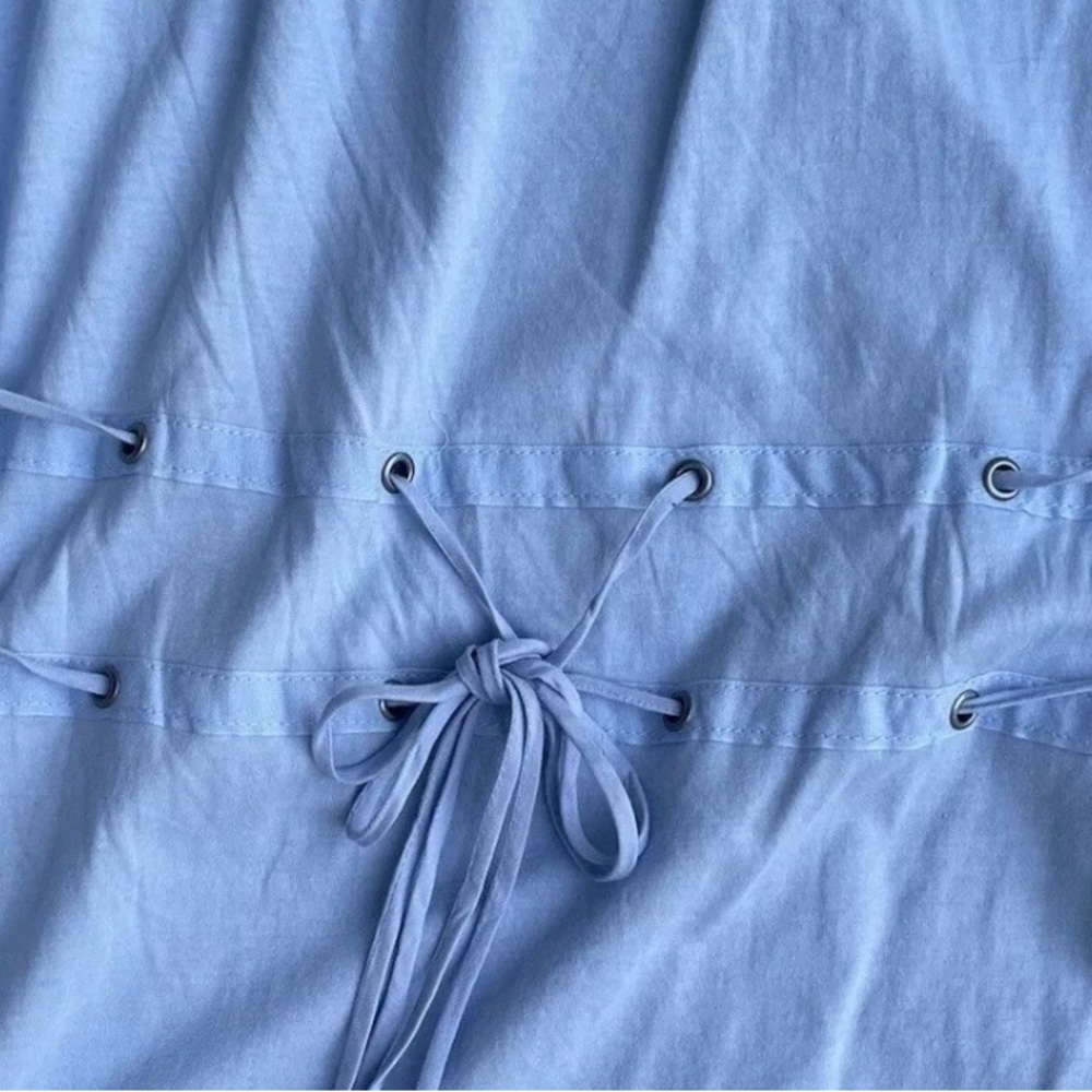NWT Tiny Anthropologie Large Sky Blue Sleeveless Embroidered Button Front Top - Picture 9 of 12